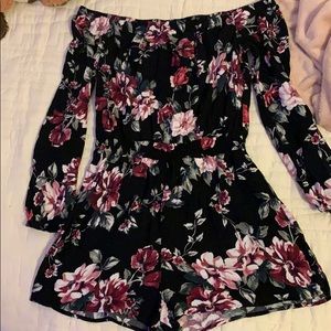 floral off the shoulder romper